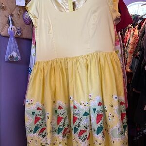 Pinup Couture Yellow Mary Blair Umbrella Print Dress